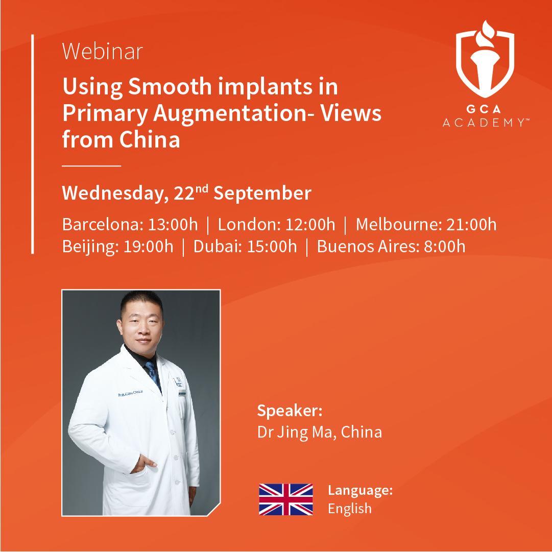 GCA Webinar Jing Ma Social Media Post textured implants, webinar, breast implants